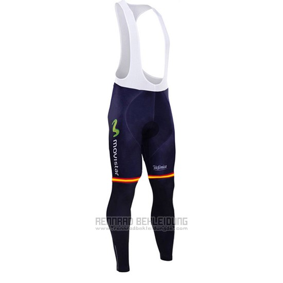 2017 Fahrradbekleidung Movistar Champion Spanien Trikot Langarm und Tragerhose